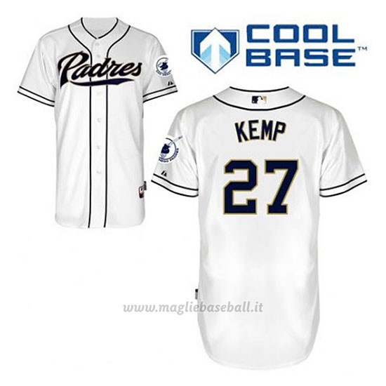 Maglia Baseball Uomo San Diego Padres Matt Kemp 27 Bianco 1ªCool Base